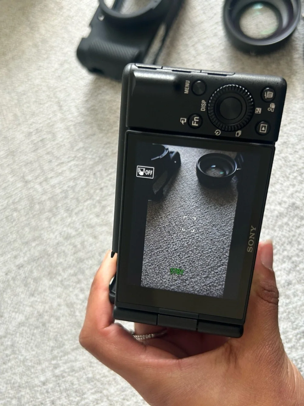 Sony Black Compact Camera with Tilting LCD and Zeiss Lens